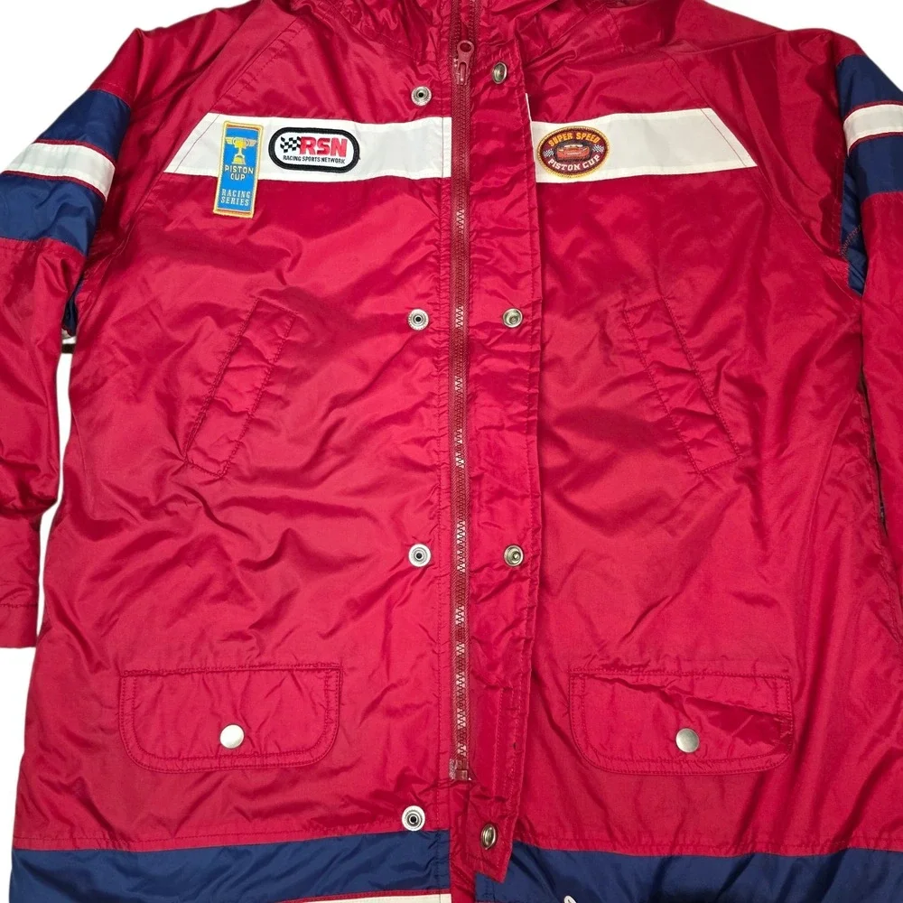 Lightning McQueen Disney Cars Jacket Boys 7 8 Red Hooded Coat Puffer
